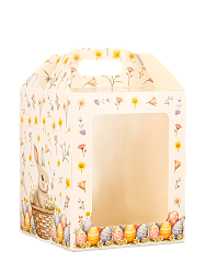 Коробка для кулича с окном "Кролик в корзинке" 15 см*15 см*18 см