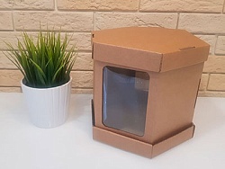 Коробка для торта 21,5 см*24,5 см*20 см крафт "6 граней"