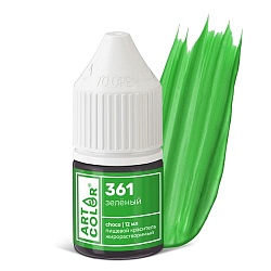 Гелевый жирорастворимый краситель "Art Color Choco" 361 Зеленый, 12 мл