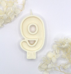 Свеча цифра "9" белая